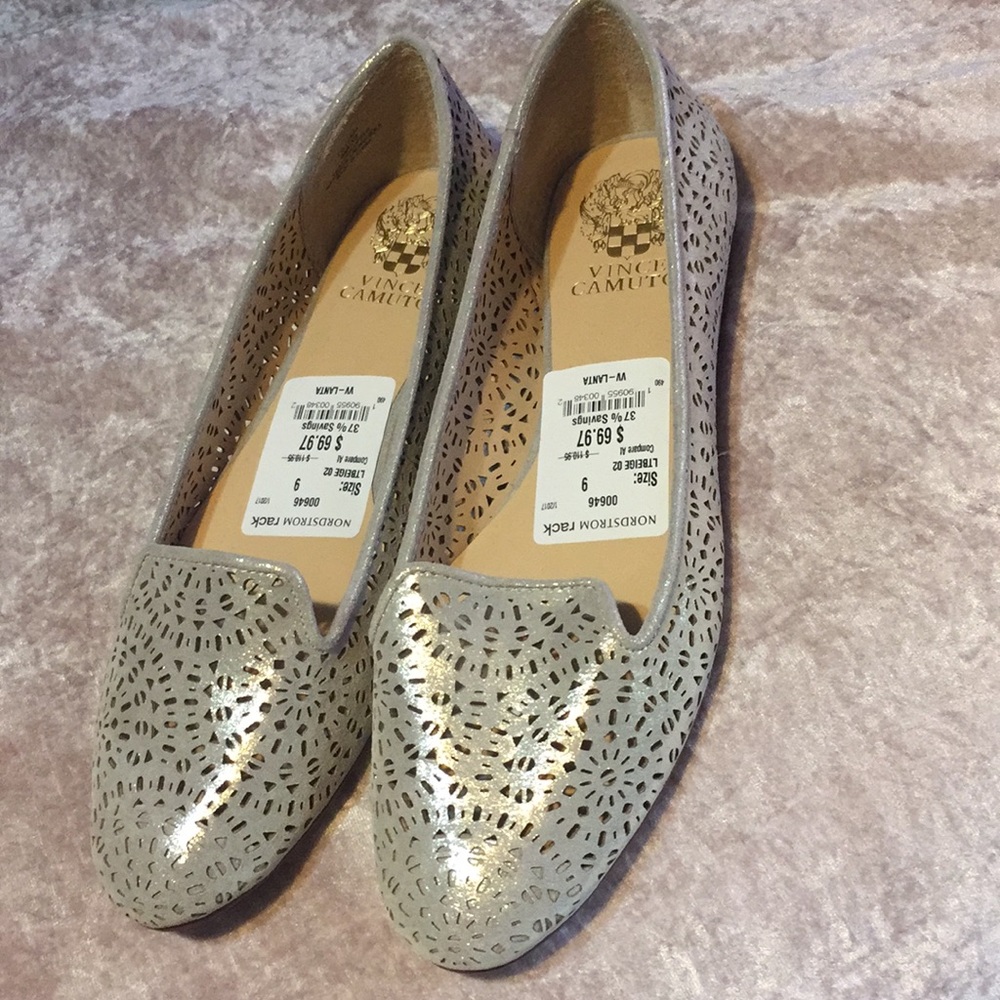 Vince Camuto gold metallic flats